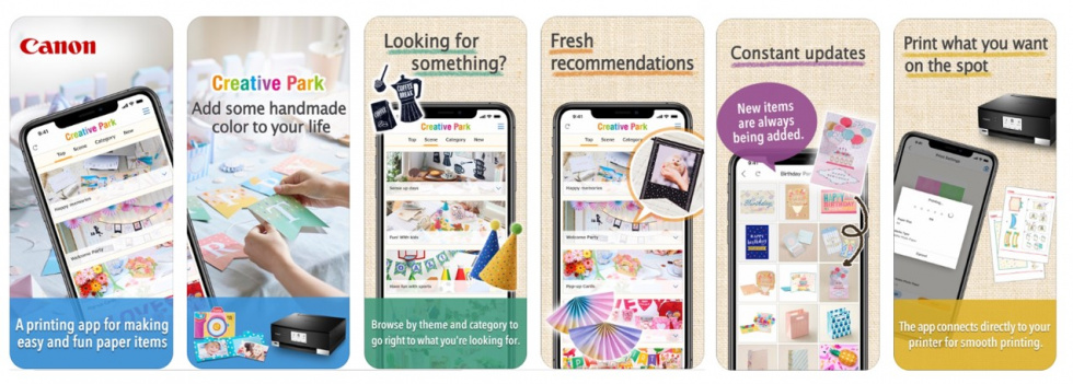 Compatible con las impresoras Canon PIXMA, esta app gratuita para móviles permite a los usuarios descargar e imprimir diseños de manualidades en papel personalizados desde un smartphone